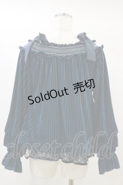 画像2: axes femme / 縦柄ベロアオフショルプルオーバー M ブルー H-25-01-25-054-AX-TO-NS-ZH