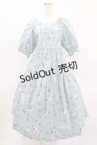 PINK HOUSE / ピーターラビット柄ミディ丈ワンピース  サックス H-25-01-26-1043-LO-OP-NS-ZH