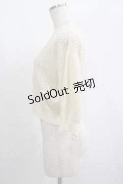 画像2: Fi.n.t / 押し花釦透かし編み5分袖カーディガン Free アイボリー H-25-01-27-040-CA-TO-NS-ZH