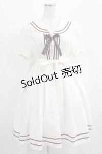 Physical Drop / Aラインセーラーワンピース Free アイボリー/ブラウン H-25-01-27-013-LO-OP-NS-ZH