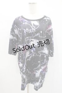 NieR Clothing / プリント半袖CUTSEW F 黒 H-25-01-28-1003-PU-TO-KB-ZH