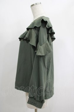 画像2: axes femme / パールフリルプルオーバー M カーキ H-25-01-28-055-AX-TO-NS-ZH