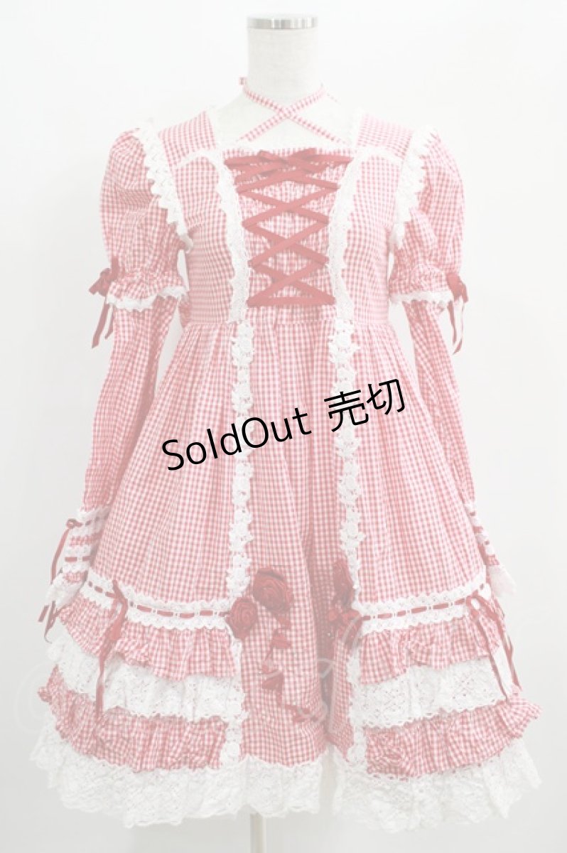 画像1: BABY,THE STARS SHINE BRIGHT / ギンガムチェック巻きバラドールワンピース（サンプル品） Free エンジ H-25-01-28-002-BA-OP-NS-ZH (1)