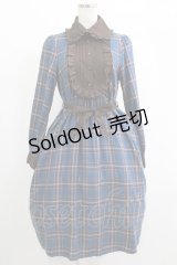 Innocent World / オリアナチェックワンピース M101cm丈 ブルー H-25-01-28-020-IW-OP-NS-ZH