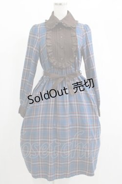 画像1: Innocent World / オリアナチェックワンピース M101cm丈 ブルー H-25-01-28-020-IW-OP-NS-ZH