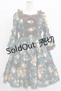 axes femme kawaii / アンティークローズ柄ワンピース M グリーン H-25-01-29-011-AX-OP-NS-ZH