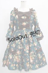 axes femme kawaii / アンティークローズ柄ワンピース M グリーン H-25-01-29-011-AX-OP-NS-ZH