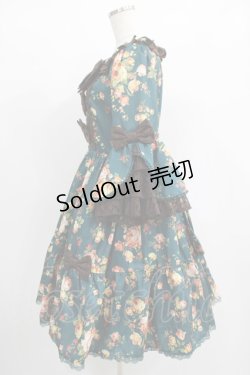 画像2: axes femme kawaii / アンティークローズ柄ワンピース M グリーン H-25-01-29-011-AX-OP-NS-ZH