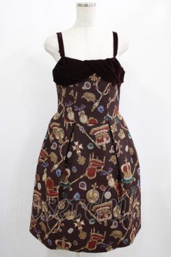 画像1: Jane Marple / ロイヤルコレクションゴブランのキャミワンピース  エンジ H-25-01-30-004-JM-OP-KB-ZT411