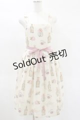 Emily Temple cute / Revivalノースリーブワンピース  Queen Marie柄アイボリー H-25-02-02-043-ET-OP-KB-ZH