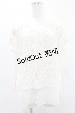 画像1: axes femme / 裾チュールレーストップス M オフ H-25-02-02-1048-AX-TO-NS-ZH