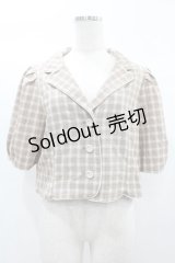 Fi.n.t / チェック柄パフスリーブショートジャケット Free BEIGE×WH H-25-02-02-1064-CA-JA-NS-ZH