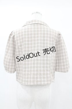 画像2: Fi.n.t / チェック柄パフスリーブショートジャケット Free BEIGE×WH H-25-02-02-1064-CA-JA-NS-ZH