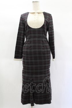 画像1: an another angelus / オーバルヨーク切替マーメイドチェックワンピース Free GRAY×PU H-25-02-02-1022-CA-OP-NS-ZH
