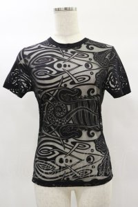 Jean Paul GAULTIER / オパール加工シアートップス 40 ブラック H-25-02-02-012-GO-TO-KB-ZH