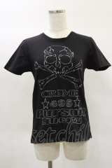 HN+DIE / スカル刺繍Tシャツ  黒 H-25-02-02-017-HN-TO-KB-ZH