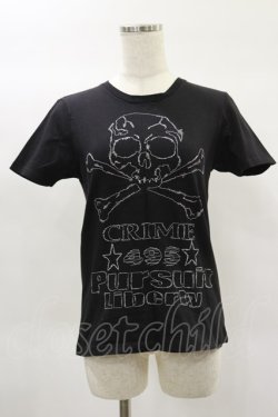 画像1: HN+DIE / スカル刺繍Tシャツ  黒 H-25-02-02-017-HN-TO-KB-ZH