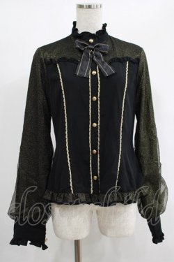 画像1: metamorphose / スタンドカラーチュールスリーブブラウス サイズ1 ブラック H-25-02-03-051-ME-BL-NS-ZH