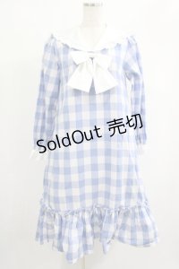 Nile Perch / ギンガムチェックセーラーワンピース Free ブルー H-25-02-03-1012-LO-OP-NS-ZH