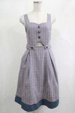 画像1: F i.n.t / ビスチェ風カッティングチェックジャンパースカート Free NAVY×PK H-25-02-03-1023-CA-OP-NS-ZH