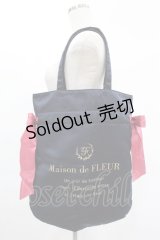 Maison de FLEUR / ダブルリボントートバッグ  ネイビー H-25-02-04-1018-LO-BG-NS-ZH