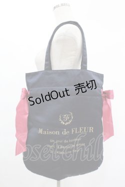 画像1: Maison de FLEUR / ダブルリボントートバッグ  ネイビー H-25-02-04-1018-LO-BG-NS-ZH