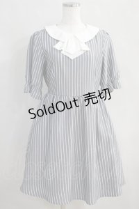 Ank Rouge / ナポレオンストライプワンピース M グレー H-25-02-06-001-CA-OP-NS-ZH