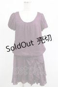 axes femme / ストライプリボンワンピース M パープル H-25-02-06-037-AX-OP-NS-ZH