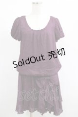 axes femme / ストライプリボンワンピース M パープル H-25-02-06-037-AX-OP-NS-ZH