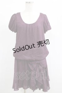 axes femme / ストライプリボンワンピース M パープル H-25-02-06-037-AX-OP-NS-ZH