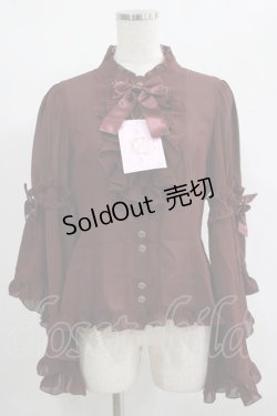 画像1: metamorphose / スタンドカラーロング姫袖ブラウス サイズ1 ボルドー H-25-02-06-048-ME-BL-NS-ZH