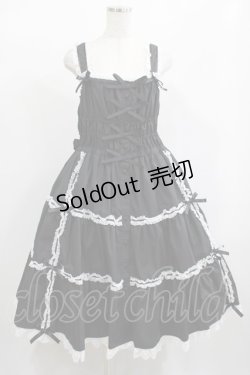 画像1: metamorphose / 【プラスサイズ】シャーリングティアードジャンパースカート プラスサイズ ブラック H-25-02-06-013-ME-OP-NS-ZH