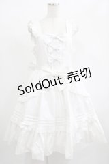 metamorphose / 【プラスサイズ】はしごレースピンタックリボンジャンパースカート プラスサイズ オフ H-25-02-06-015-ME-OP-NS-ZH