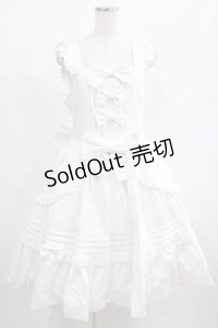 metamorphose / 【プラスサイズ】はしごレースピンタックリボンジャンパースカート プラスサイズ オフ H-25-02-06-015-ME-OP-NS-ZH