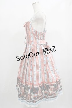 画像2: metamorphose//【プラスサイズ】Happy Sewing Time フリルジャンパースカート+ヘッドドレスセット プラスサイズ サックス赤系(Saxe Blue/Red) H-25-02-06-016-GO-OP-NS-ZH
