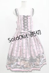 【プラスサイズ】Happy Sewing Time /  フリルジャンパースカート+ヘッドドレスセット プラスサイズ ピンク黒系(Pink/Black) H-25-02-06-017-GO-OP-NS-ZH