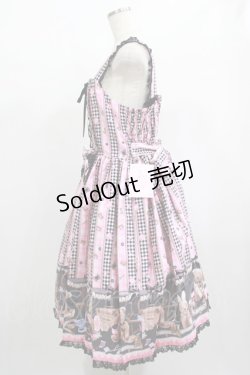画像2: 【プラスサイズ】Happy Sewing Time /  フリルジャンパースカート+ヘッドドレスセット プラスサイズ ピンク黒系(Pink/Black) H-25-02-06-017-GO-OP-NS-ZH