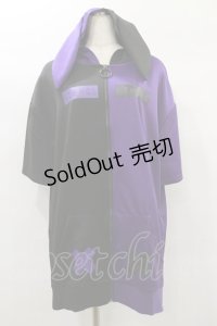 NieR Clothing / うさ耳付きTWO-TONE SHORT SLEEVE OUTER  黒×紫 H-25-02-08-040-PU-TO-KB-ZH