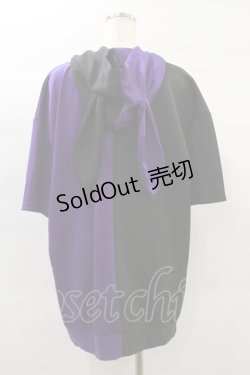 画像2: NieR Clothing / うさ耳付きTWO-TONE SHORT SLEEVE OUTER  黒×紫 H-25-02-08-040-PU-TO-KB-ZH