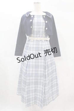 画像1: an another angelus / ジャケット付きダブル釦チェックワンピース Free NAVY/WHITE H-25-02-08-1043-CA-OP-NS-ZH
