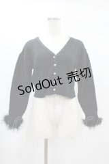 pium / ファー付きマシュマロニットカーディガン Free ブラック H-25-02-08-1058-0-TO-NS-ZH