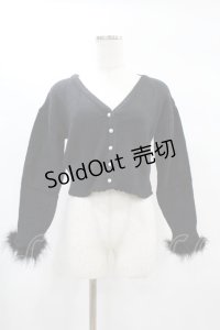 pium / ファー付きマシュマロニットカーディガン Free ブラック H-25-02-08-1058-0-TO-NS-ZH