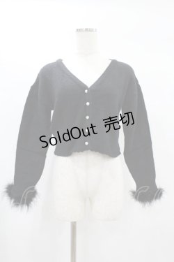 画像1: pium / ファー付きマシュマロニットカーディガン Free ブラック H-25-02-08-1058-0-TO-NS-ZH