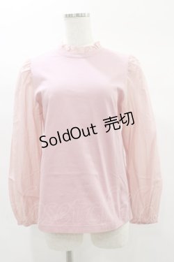 画像1: Jane Marple Dans Le Salon / シアースリーブフリルトップス  ピンク H-25-02-08-026-JM-TO-KB-ZH