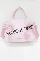 Maison de FLEUR / ベロアサイドリボントートバッグ  ピンク H-25-02-09-049-LO-BG-NS-ZH