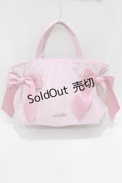 画像1: Maison de FLEUR / ベロアサイドリボントートバッグ  ピンク H-25-02-09-049-LO-BG-NS-ZH