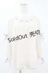 axes femme / フェザー×花刺繍トップス M アイボリー H-25-02-09-1055-AX-TO-NS-ZH