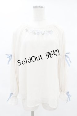 画像1: axes femme / フェザー×花刺繍トップス M アイボリー H-25-02-09-1055-AX-TO-NS-ZH
