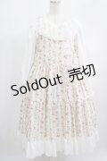 marcHenTica / フレアローズワンピース ハーフエルフ オフホワイト H-25-02-09-017-LO-OP-NS-ZH