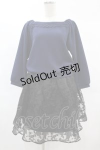 axes femme / 異素材切替ワンピース M ネイビー/ブラック H-25-02-10-1024-AX-OP-NS-ZH